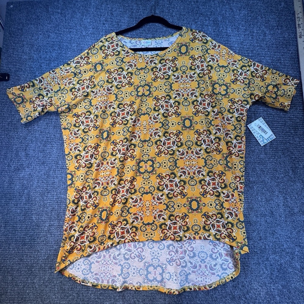 Lularoe Irma Shirt Top Womens 2XL Floral Yellow Comfortable Casual Classic NWT